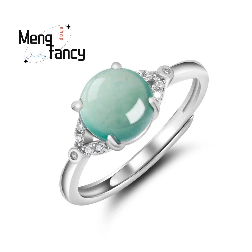 S925 Silver Inlaid Natural A Goods Jade Blue Water Egg Surface Ice Jade Ring Fashion Simple Women's Adjustable Fine Jewelry
S925 Silver Inlaid Natural A Goods Jade Blue Water Egg Surface Ice Jade Ring Fashion Simple Women's Adjustable Fine Jewelry
