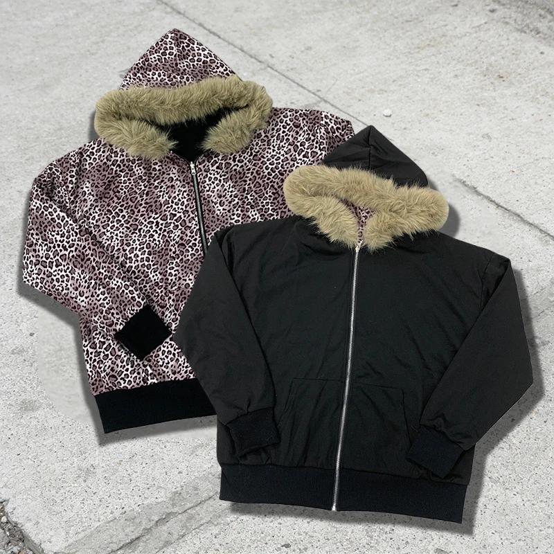 Двусторонняя толстовка на молнии с леопардовым принтом и капюшоном, осень-зима, американский лоскутный кардиган в стиле ретро, топ для женщин
Двусторонняя толстовка на молнии с леопардовым принтом и капюшоном, осень-зима, американский лоскутный кардиган в стиле ретро, топ для женщин