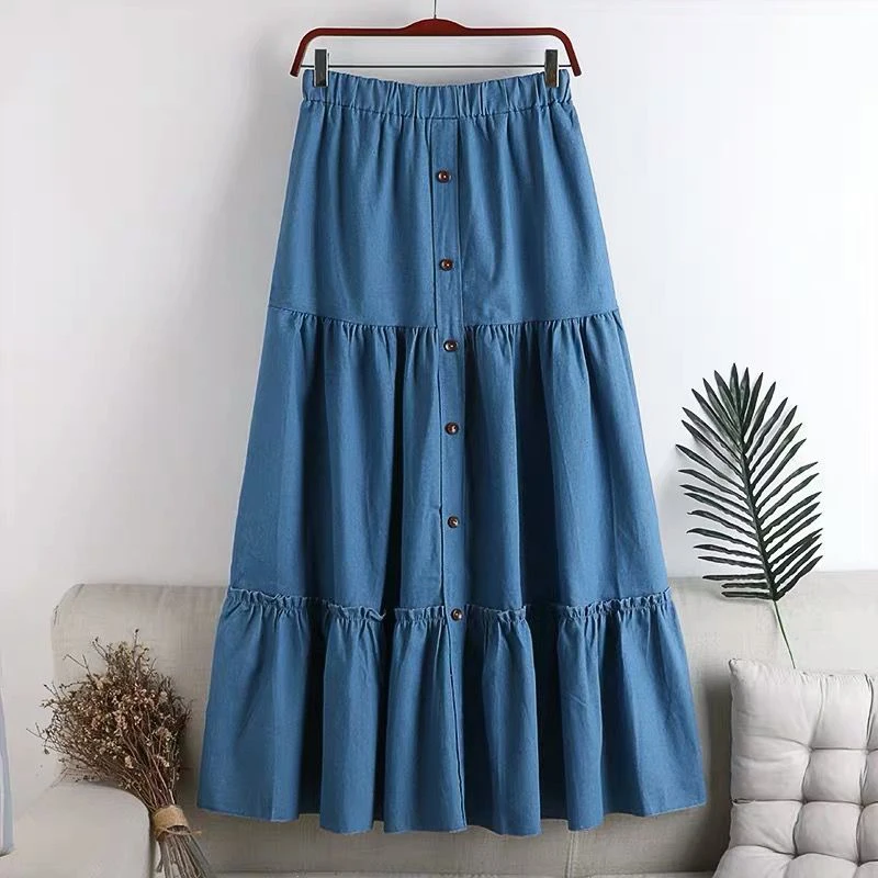 90cm Length Denim Tiered Maxi Skirt Spring Summer Casual High Waisted Washed Loose Long Cake Jeans Skirts
90cm Length Denim Tiered Maxi Skirt Spring Summer Casual High Waisted Washed Loose Long Cake Jeans Skirts