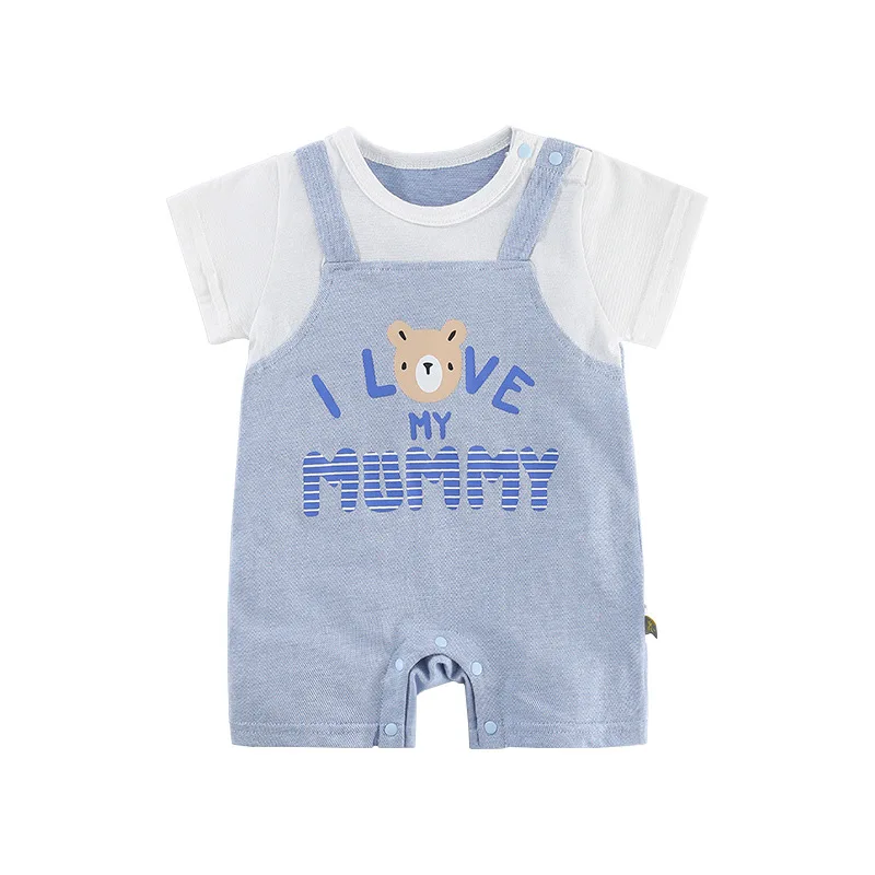 MINISO Summer Baby Boy Bear Strap Faux Two Piece Romper Short Sleeve Thin Cotton Newborn Crawling Clothes 0-1 years Bodysuits
MINISO Summer Baby Boy Bear Strap Faux Two Piece Romper Short Sleeve Thin Cotton Newborn Crawling Clothes 0-1 years Bodysuits