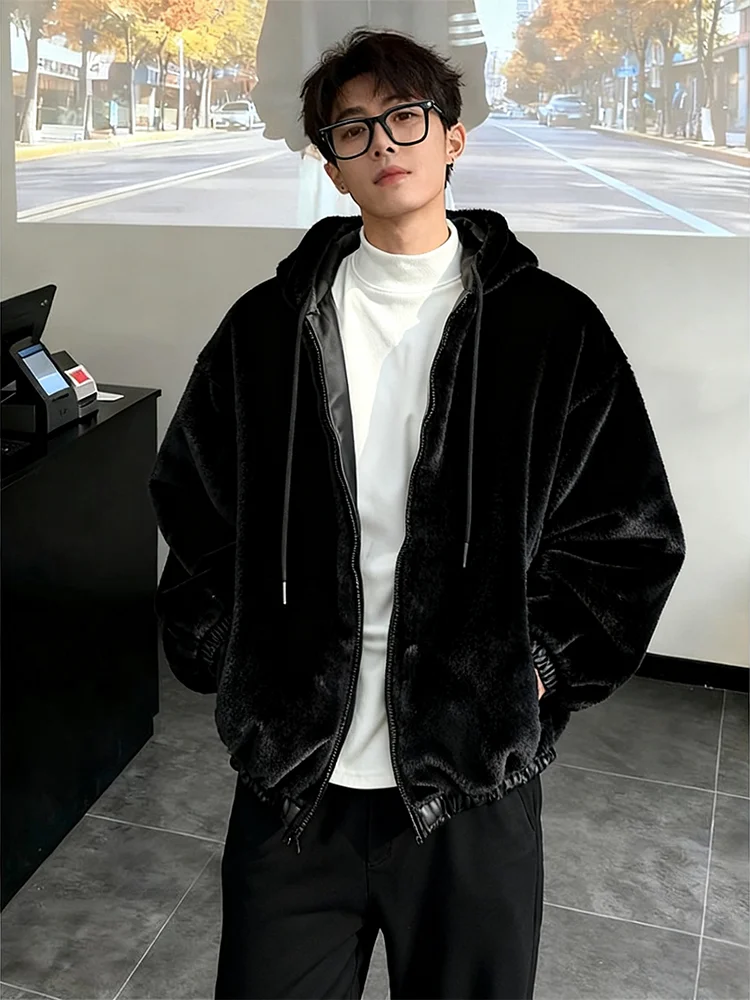 Bla Double-Sided PU Leather Cotton Jaet Men's Winter Thi Warm Coat with Hood Motorcycle Sle Warmth Youth Faion
Bla Double-Sided PU Leather Cotton Jaet Men's Winter Thi Warm Coat with Hood Motorcycle Sle Warmth Youth Faion