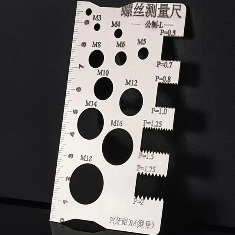 Screw Thread Pitch Gauge Ruler Measuring Tool Bolt Nut Metric Machining Threads Screw Cutting Gauge Angle Model Measuring