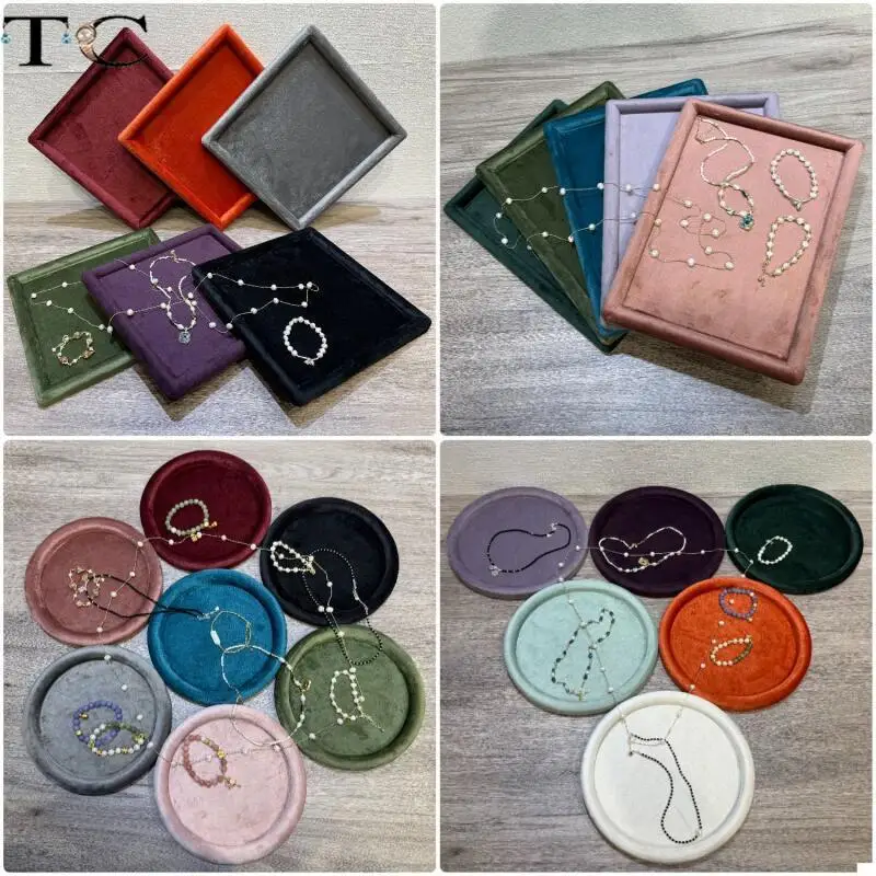 New velvet jewelry display tray necklace pendant ring stud bracelet storage and display plate home counter display plate
New velvet jewelry display tray necklace pendant ring stud bracelet storage and display plate home counter display plate