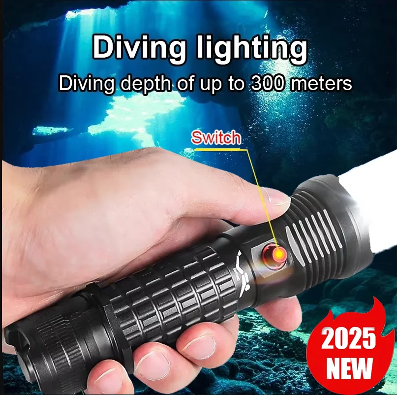 2025 Professional Diving Flashlight, Powerful LED Underwater Torch with Hand Rope, Dive Lantern for Night Fishing & Scuba Diving
2025 Professional Diving Flashlight, Powerful LED Underwater Torch with Hand Rope, Dive Lantern for Night Fishing & Scuba Diving