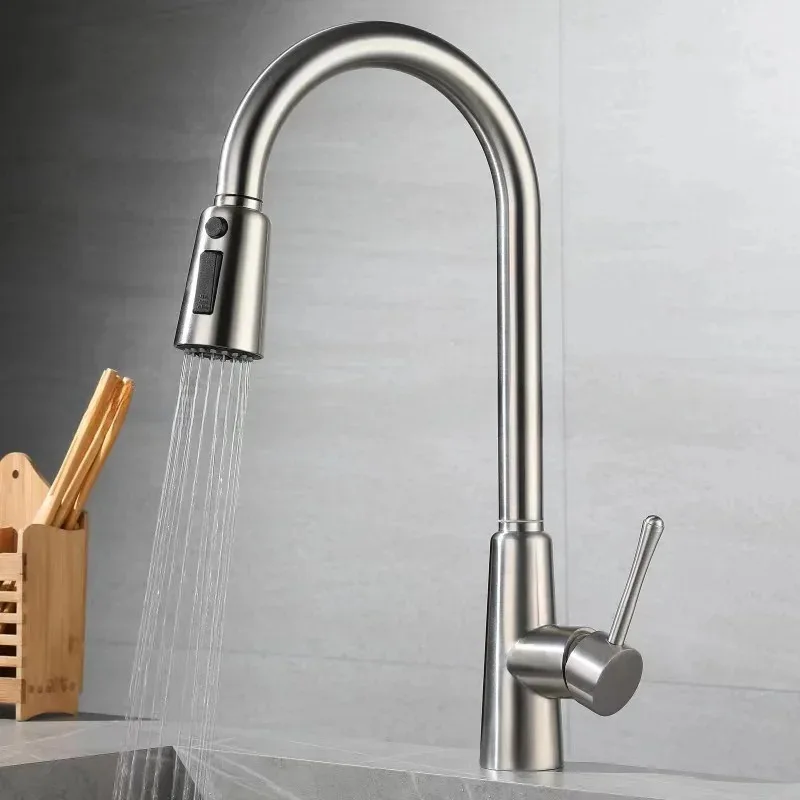 304 Stainless Steel Put Down Kitchen Sink Faucet Deck Mounted Hot And Cold Mixer Taps 3 Modes Kitchen Faucets Brushed Nickel
304 Stainless Steel Put Down Kitchen Sink Faucet Deck Mounted Hot And Cold Mixer Taps 3 Modes Kitchen Faucets Brushed Nickel