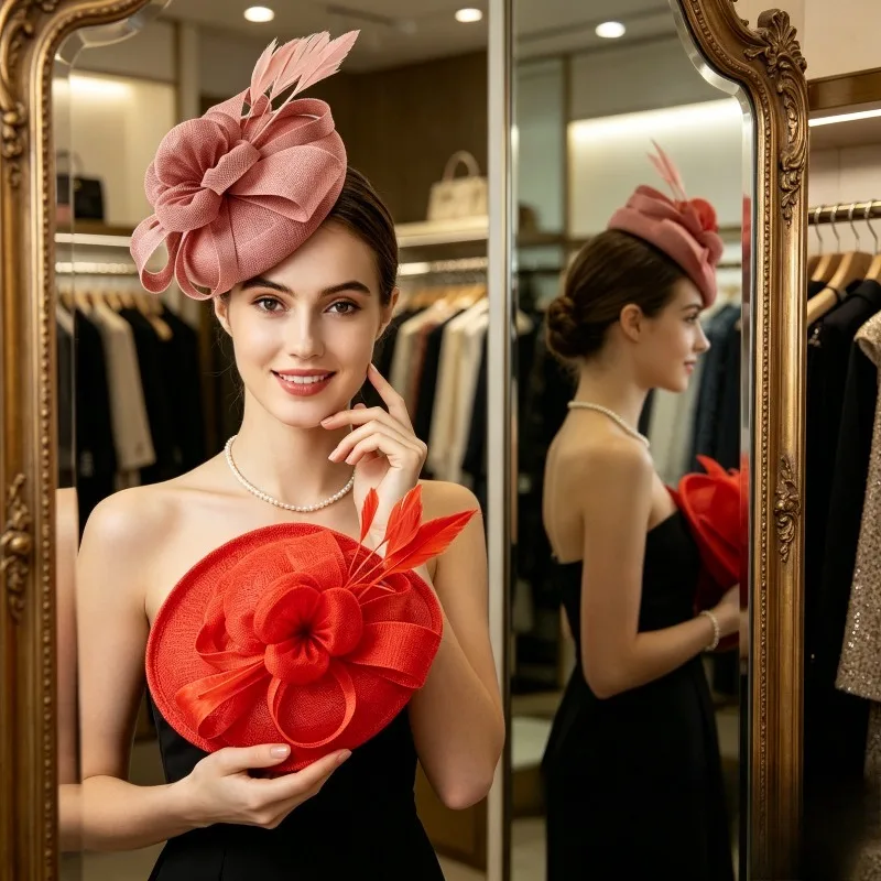 Women's Race Day Feather Hat Linen Mesh Brim Elegant Fascinator for Derby Party and Performance
Women's Race Day Feather Hat Linen Mesh Brim Elegant Fascinator for Derby Party and Performance