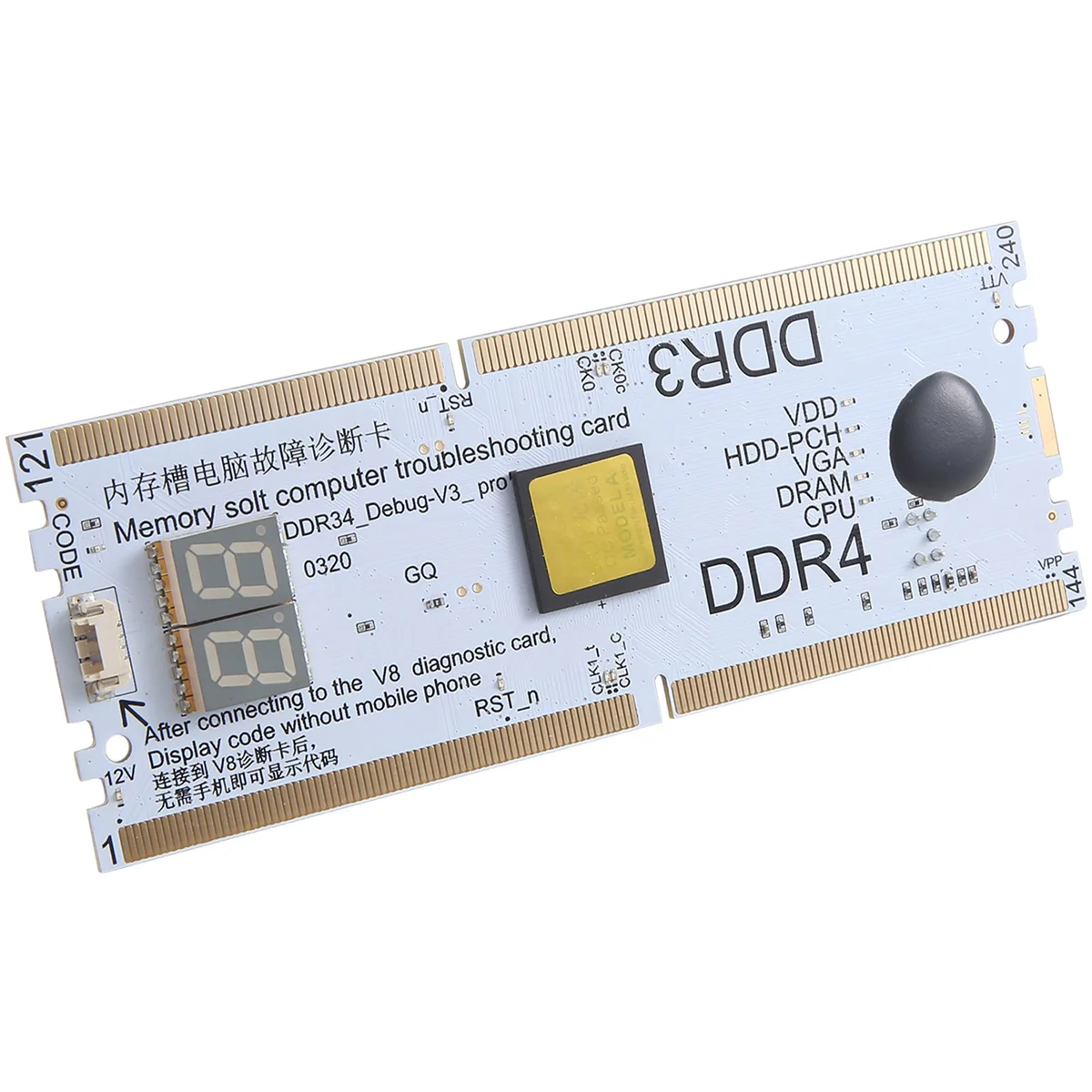 A39U Laptop/Desktop Motherboard Memory Slot DDR3/DDR4 Diagnostic Analyzer Debug Test Card for DDR3/4 Notebook Repair
A39U Laptop/Desktop Motherboard Memory Slot DDR3/DDR4 Diagnostic Analyzer Debug Test Card for DDR3/4 Notebook Repair