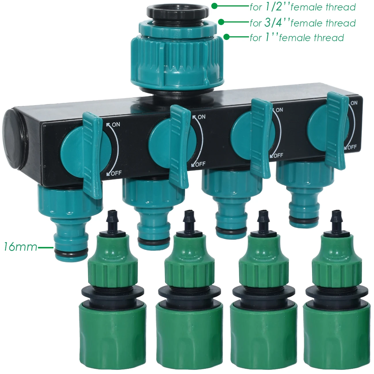 KESLA Garden Watering Drip Irrigation 4-way Tap Hose Splitter for 4/7mm Hose w/ 4 Fittings Pipe Quick Connectors for Greenhouse
KESLA Garden Watering Drip Irrigation 4-way Tap Hose Splitter for 4/7mm Hose w/ 4 Fittings Pipe Quick Connectors for Greenhouse