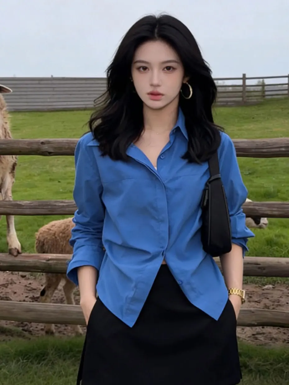 Klein Blue Women's Long Sleeve Shirt Slim Fit Waist Cinched Base Layer Top Spring Autumn Wear Underwear Bottoming Shirt
Klein Blue Women's Long Sleeve Shirt Slim Fit Waist Cinched Base Layer Top Spring Autumn Wear Underwear Bottoming Shirt