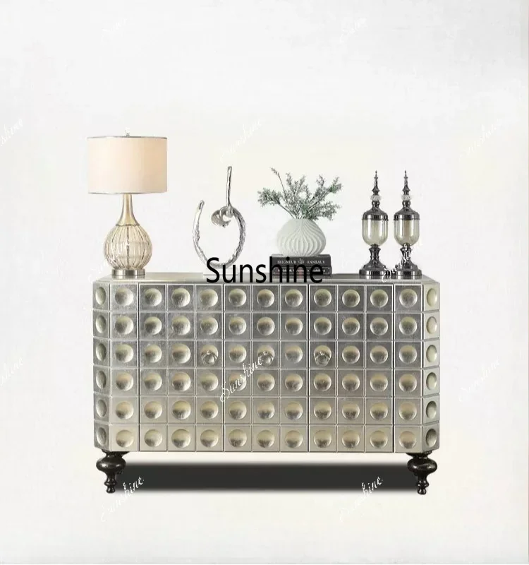 Light luxury door cabinet villa simple silver foil paint entry partition cabinet
Light luxury door cabinet villa simple silver foil paint entry partition cabinet