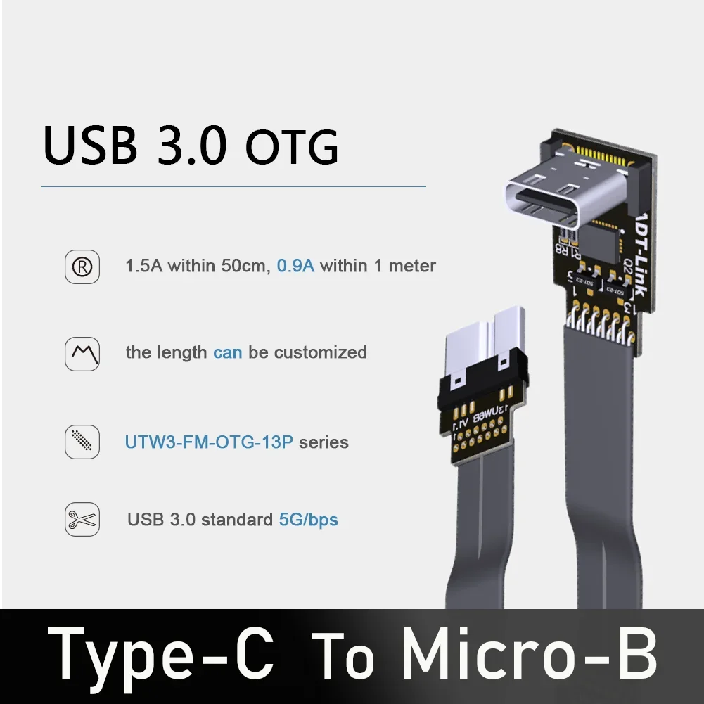 USB 3.0 Micro-B To Type-C Female OTG Extension Ribbon Cable Fold 90 FPV Flat Flexible Charge Brushless Handheld Gimbal Monitor
USB 3.0 Micro-B To Type-C Female OTG Extension Ribbon Cable Fold 90 FPV Flat Flexible Charge Brushless Handheld Gimbal Monitor