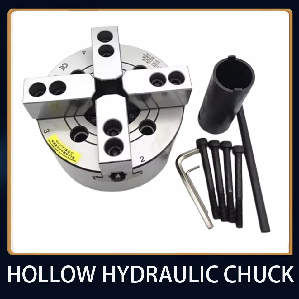 Standard hollow hydraulic chuck, four jaw chuck, hydraulic power chuck, 5/6/8/10/12 inch large through-hole chuck
Standard hollow hydraulic chuck, four jaw chuck, hydraulic power chuck, 5/6/8/10/12 inch large through-hole chuck