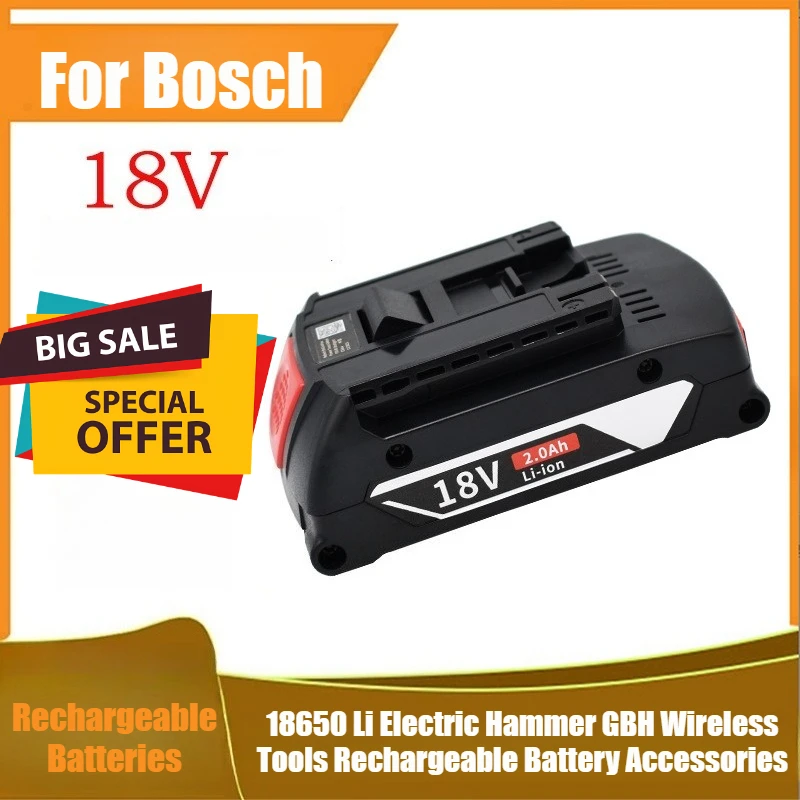 For Bosch 18V Lithium Battery 18650Li Electric Hammer GBH Wireless Tools Rechargeable Battery Accessories
For Bosch 18V Lithium Battery 18650Li Electric Hammer GBH Wireless Tools Rechargeable Battery Accessories