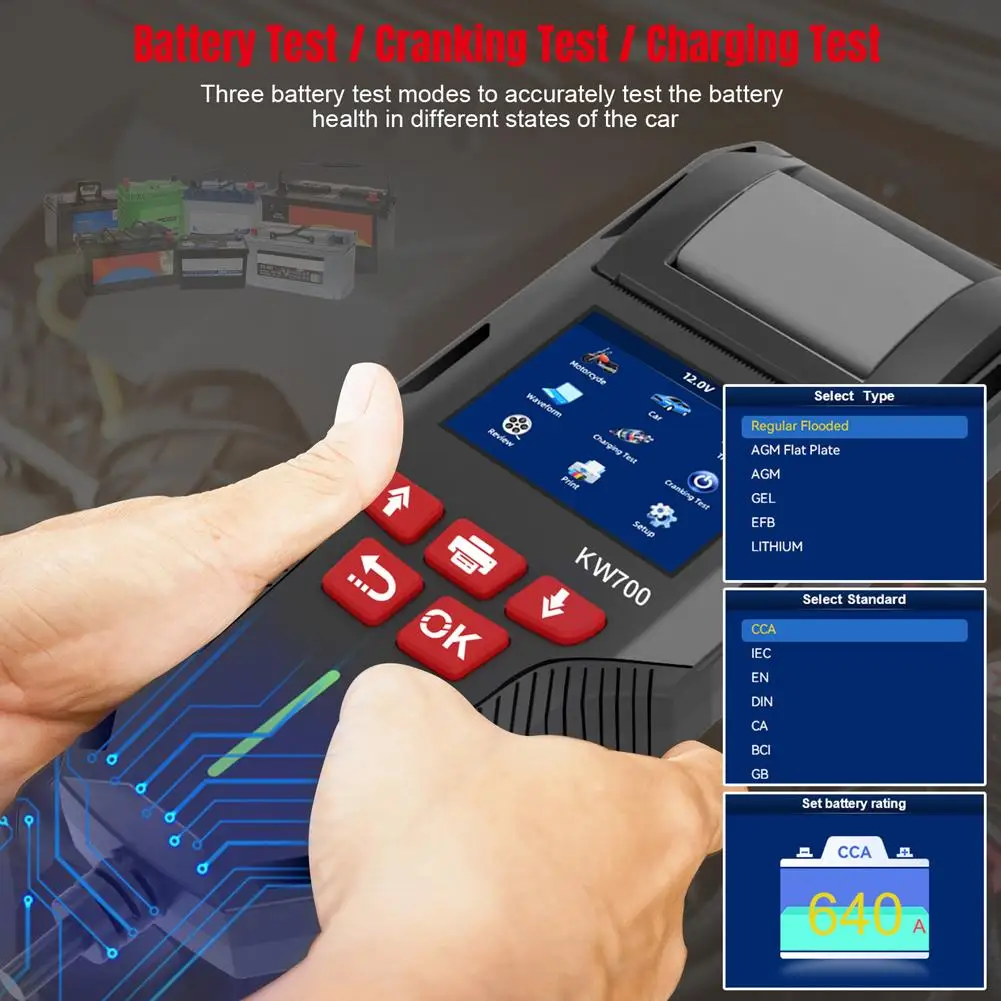 Car Battery Tester With Printer, Automotive 12V 24V Battery Load Tester Cranking And Charging Test For Car Truck Motorcycle G3L9
Car Battery Tester With Printer, Automotive 12V 24V Battery Load Tester Cranking And Charging Test For Car Truck Motorcycle G3L9