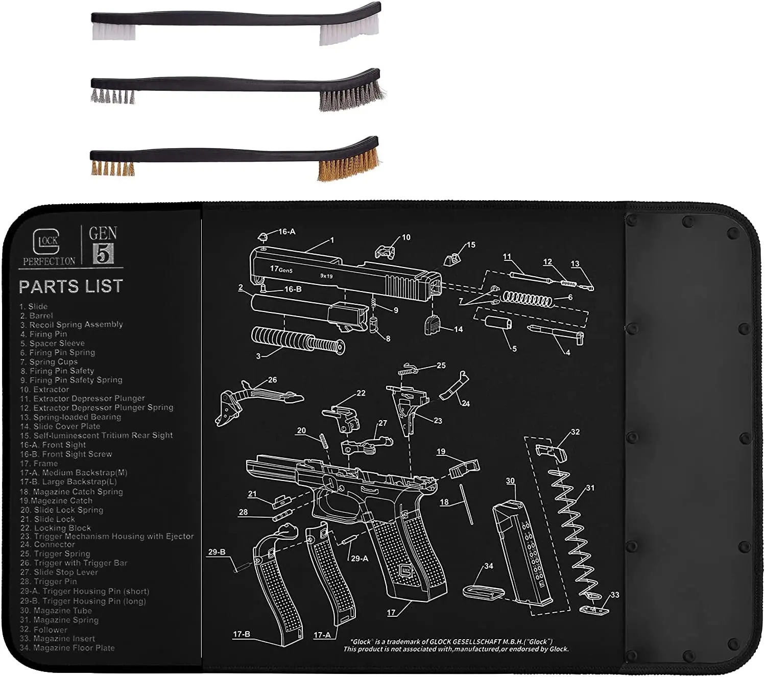 BOOSTEADY Non-Slip Gun Cleaning Mat For Glock Black Thick Neoprene Magnetic Gun Mat Pistol Cleaning Mat 20 x 12” With Brush
BOOSTEADY Non-Slip Gun Cleaning Mat For Glock Black Thick Neoprene Magnetic Gun Mat Pistol Cleaning Mat 20 x 12” With Brush