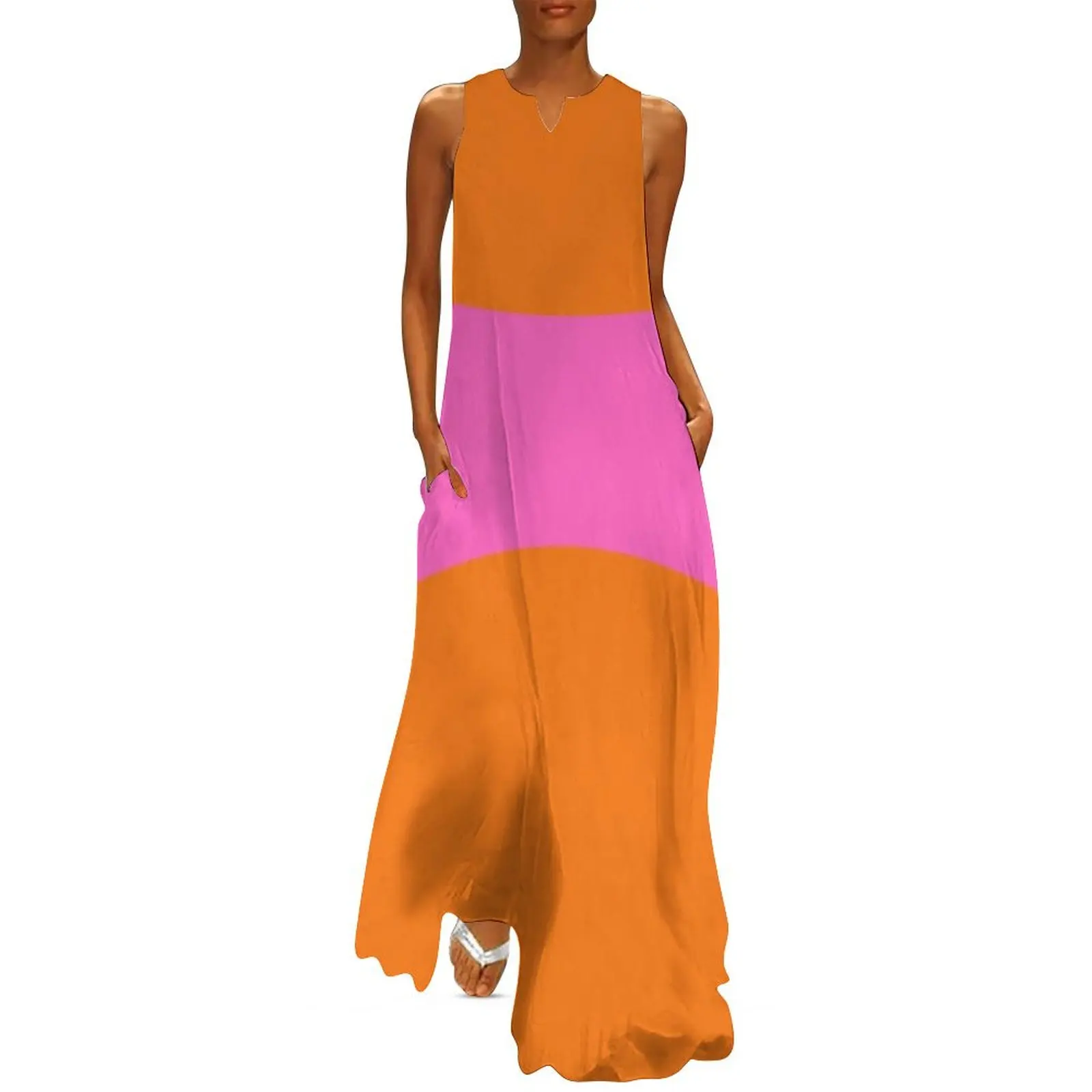 Vivid Orange and Hot Pink Colorblock Long Dress summer dresses women 2025 woman dress Dress
Vivid Orange and Hot Pink Colorblock Long Dress summer dresses women 2025 woman dress Dress