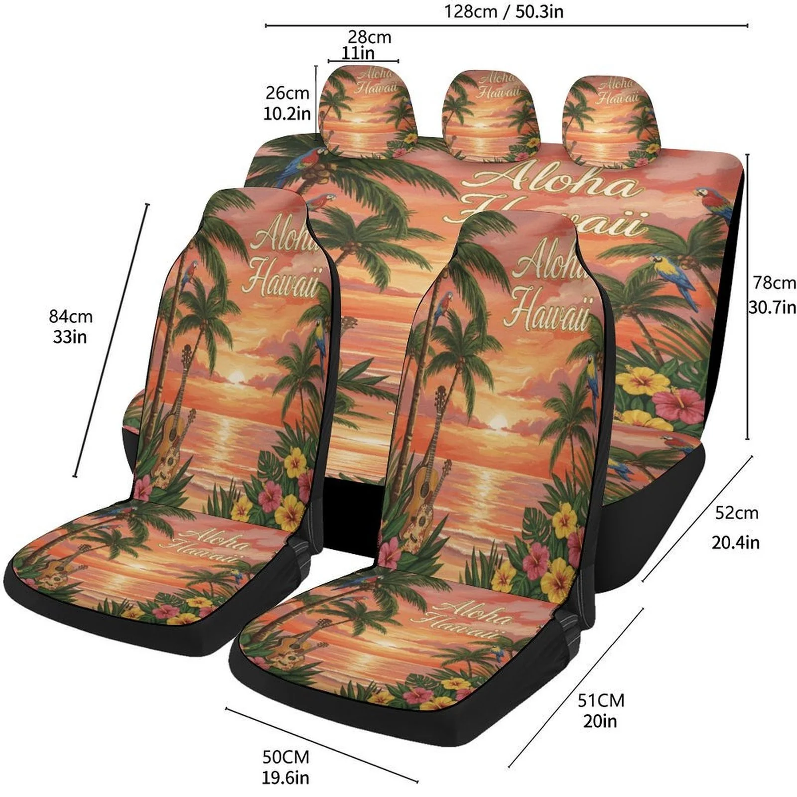 Комплект чехлов для автомобильных сидений с дизайном Aloha Hawaii Sunset, подходящий для большинства автомобилей, модные дышащие декоративные защитные чехлы для автомобильных сидений, полный комплект,
Комплект чехлов для автомобильных сидений с дизайном Aloha Hawaii Sunset, подходящий для большинства автомобилей, модные дышащие декоративные защитные чехлы для автомобильных сидений, полный комплект,