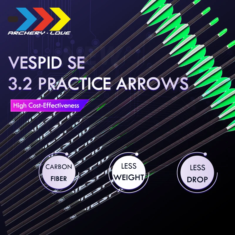 ArcheryLove VESPID SE ID3.2 carbon arrows for archery target practice spine 500-1200 recurve bow shooting 12set
ArcheryLove VESPID SE ID3.2 carbon arrows for archery target practice spine 500-1200 recurve bow shooting 12set