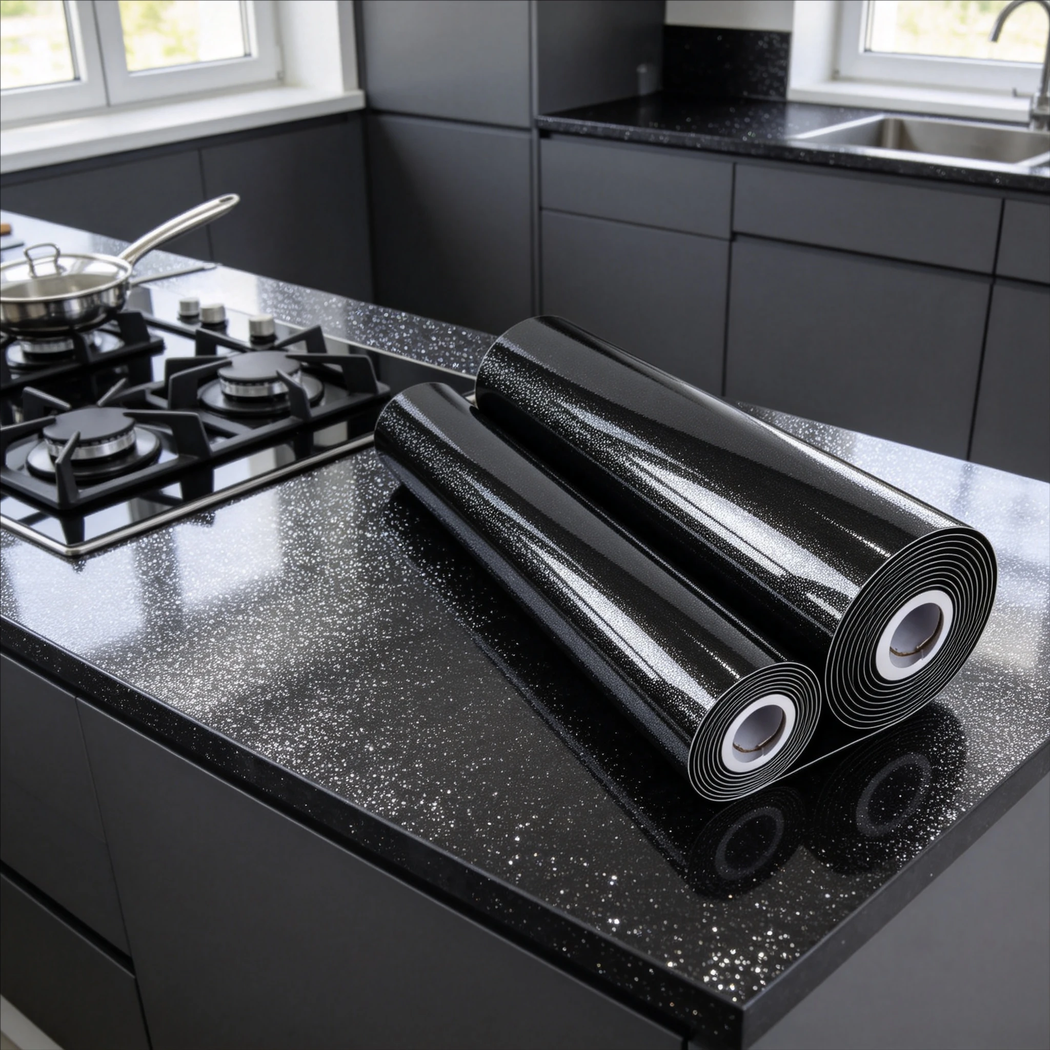 1 Roll Black Wallpaper Use It to Update Countertops, Cabinets, Shelves, Tables, Drawers, Doors and Even Appliances.
1 Roll Black Wallpaper Use It to Update Countertops, Cabinets, Shelves, Tables, Drawers, Doors and Even Appliances.