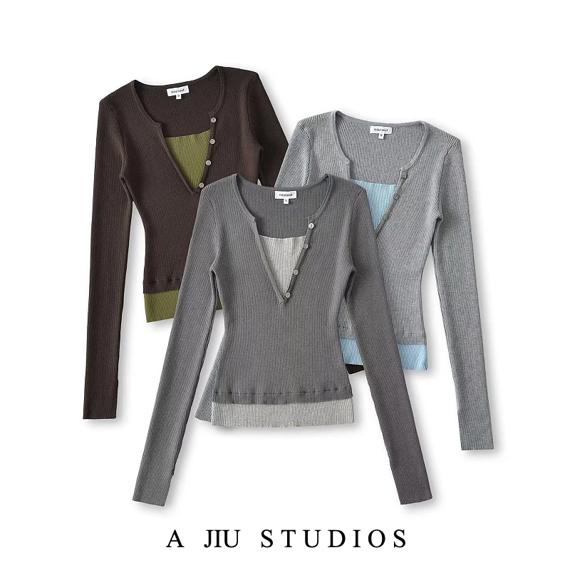Slimming V-Neck Knitwear Women's Inner Wear Base Shirt Versatile Long Sleeve Street Style Regular Length Overhead Decoration
Slimming V-Neck Knitwear Women's Inner Wear Base Shirt Versatile Long Sleeve Street Style Regular Length Overhead Decoration