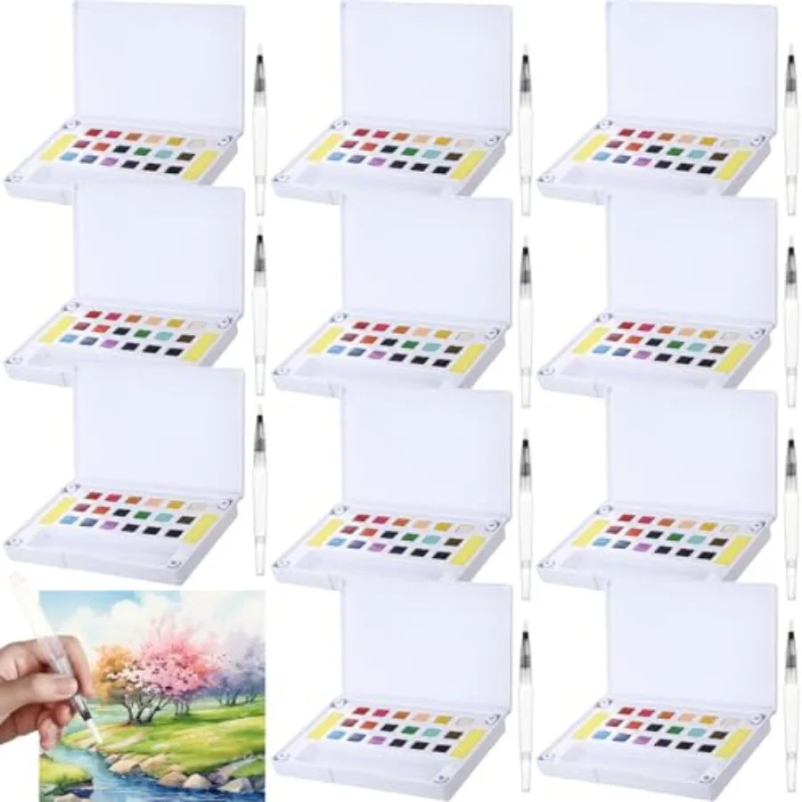 12 Pcs Travel Watercolor Paint Set Portable Water Color Paint Kit with Water Brush Pocket Field Sketch Art Supplies Gift for Ar
12 Pcs Travel Watercolor Paint Set Portable Water Color Paint Kit with Water Brush Pocket Field Sketch Art Supplies Gift for Ar