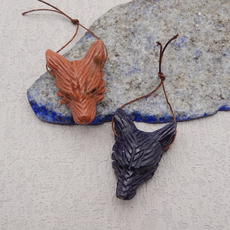 Handmade Jewelry Wolf Head Pendant Bead,Blue Goldstone Animal Pendant DIY Jewelry Necklace Accessories 32x22x11mm 7g
Handmade Jewelry Wolf Head Pendant Bead,Blue Goldstone Animal Pendant DIY Jewelry Necklace Accessories 32x22x11mm 7g