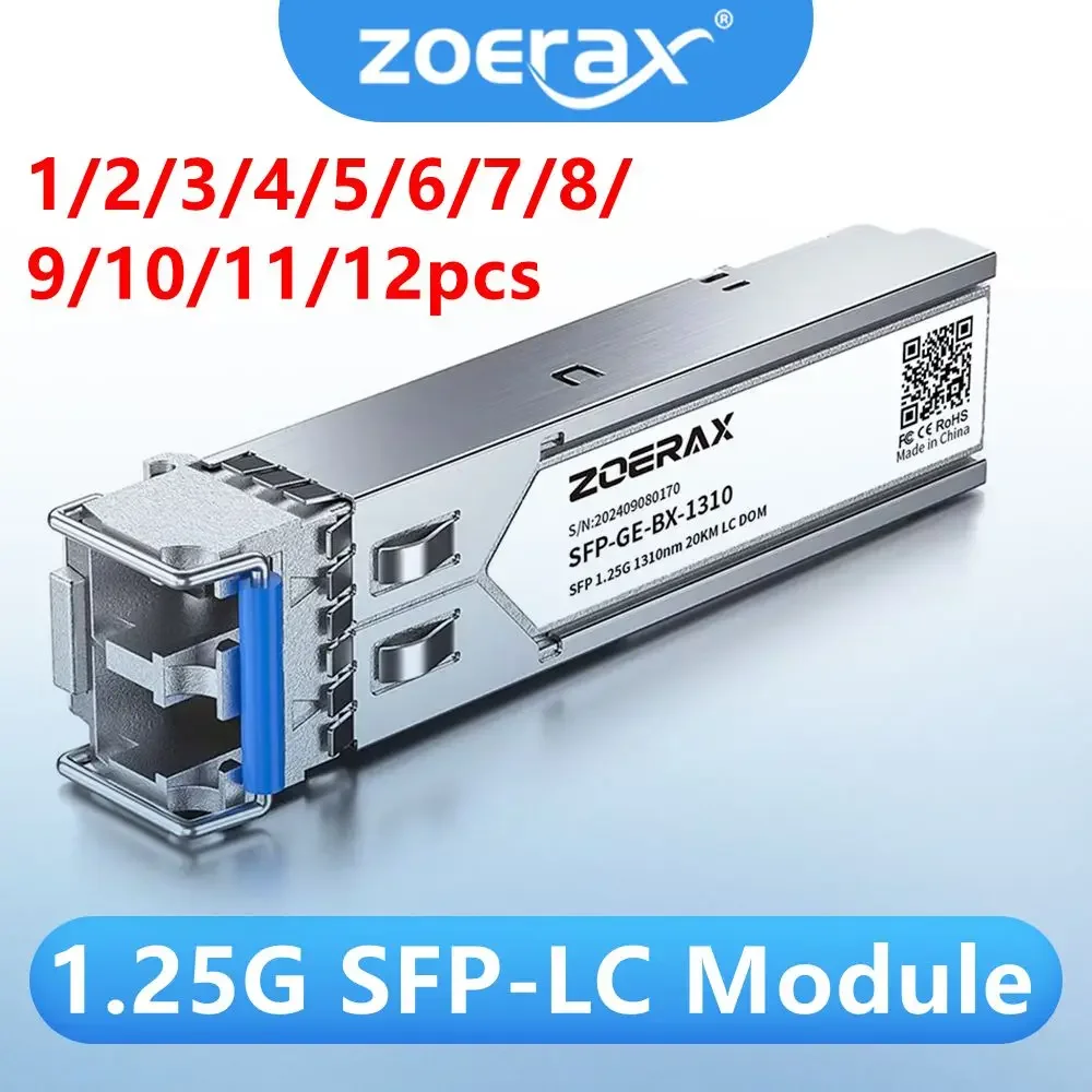 ZoeRax 1.25G LC SFP Single Mode Fiber Transceiver 1000Base-BX 1310nm 20km Gigabit Duplex Optical Module with DDM
ZoeRax 1.25G LC SFP Single Mode Fiber Transceiver 1000Base-BX 1310nm 20km Gigabit Duplex Optical Module with DDM
