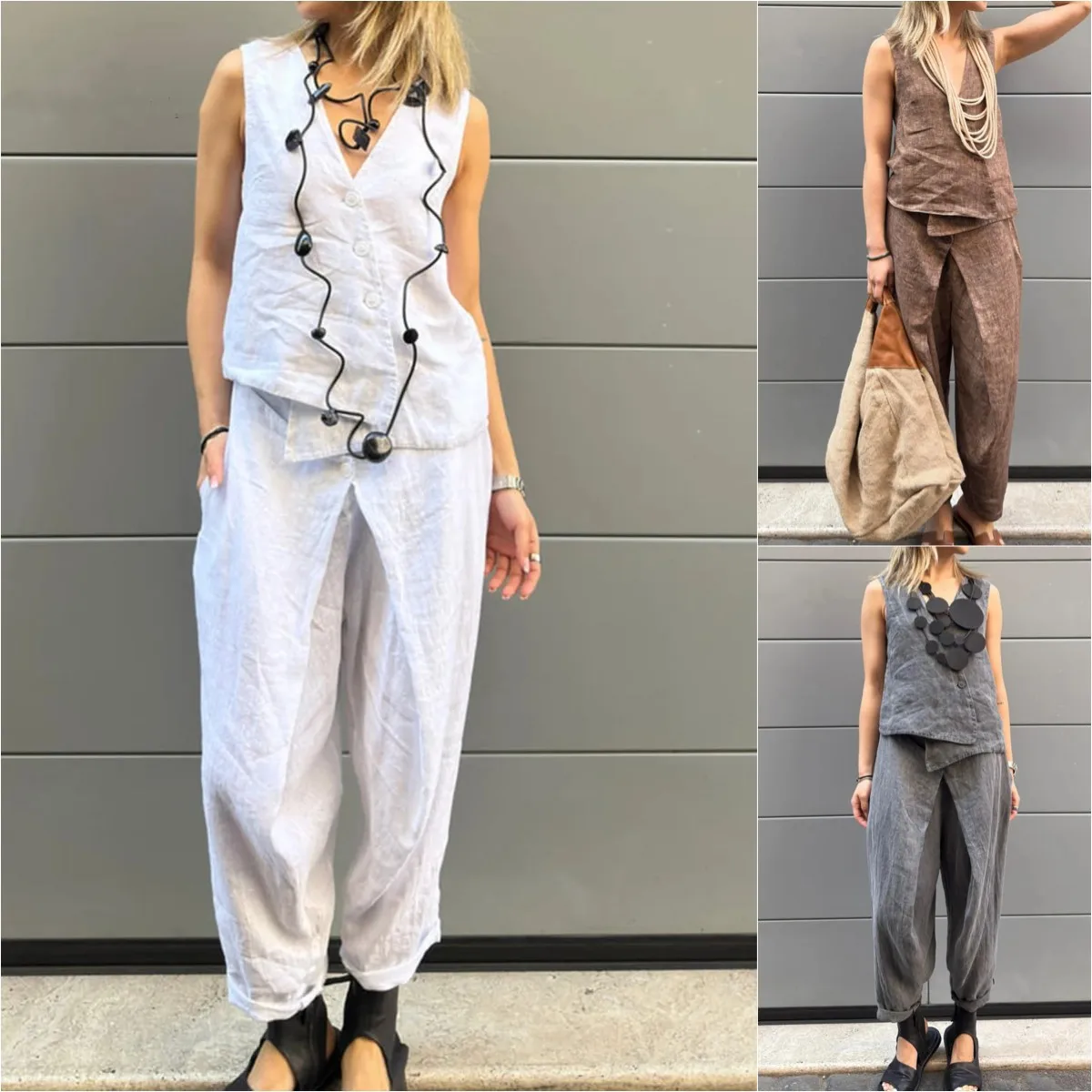 Лето 202, женский комплект из хлопка и льна Svel irt, свободные брюки с высокой талией, повседневная спортивная одежда, комплект из двух предметов из Китая
Лето 202, женский комплект из хлопка и льна Svel irt, свободные брюки с высокой талией, повседневная спортивная одежда, комплект из двух предметов из Китая