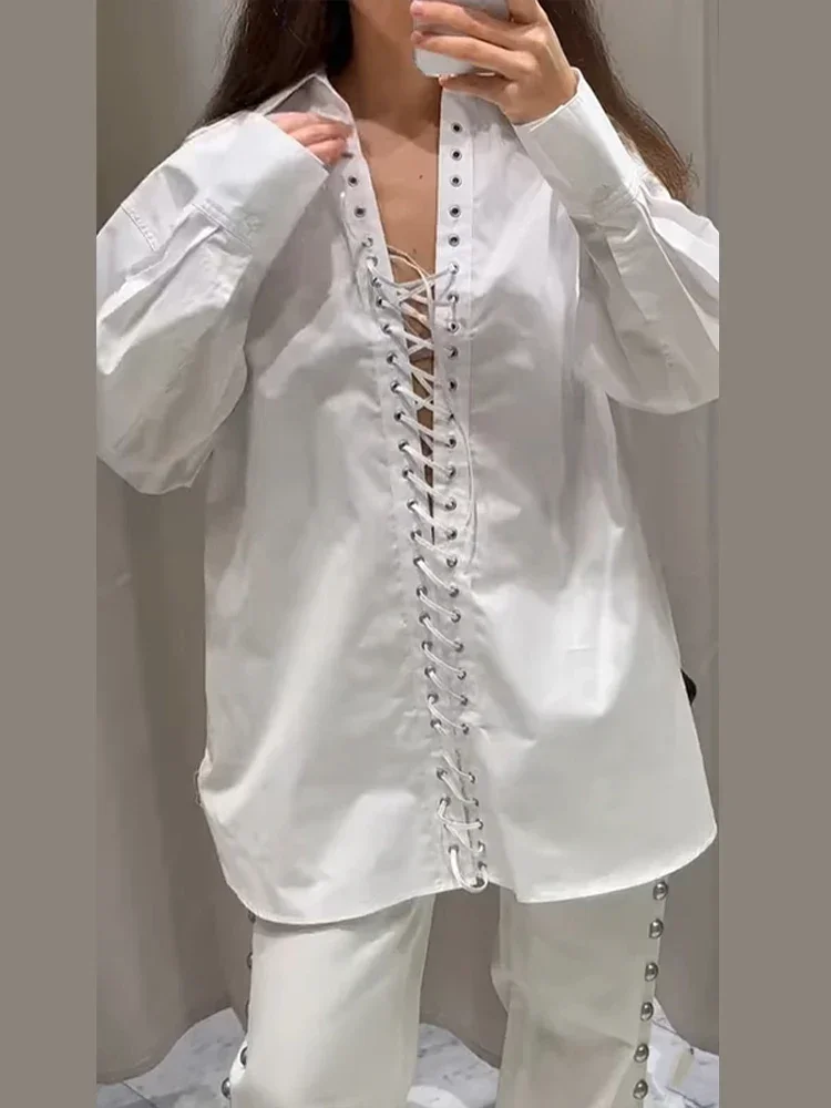 Bandage Drawstring Chi Shirts Women Turn-down Collar Loose Long Sleeve Spring Shirts Fashion Commute Street Lady Blouse Top
Bandage Drawstring Chi Shirts Women Turn-down Collar Loose Long Sleeve Spring Shirts Fashion Commute Street Lady Blouse Top