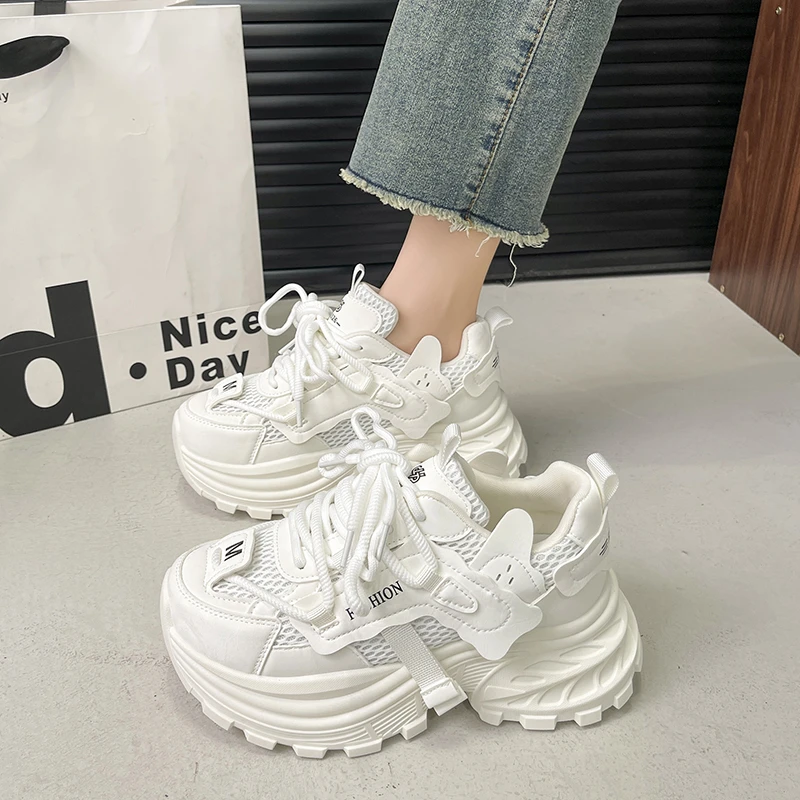 Summer Women's Height Increasing White Dad Sneakers Mesh Upper Comfortable Walking Shoes for Daily
Summer Women's Height Increasing White Dad Sneakers Mesh Upper Comfortable Walking Shoes for Daily