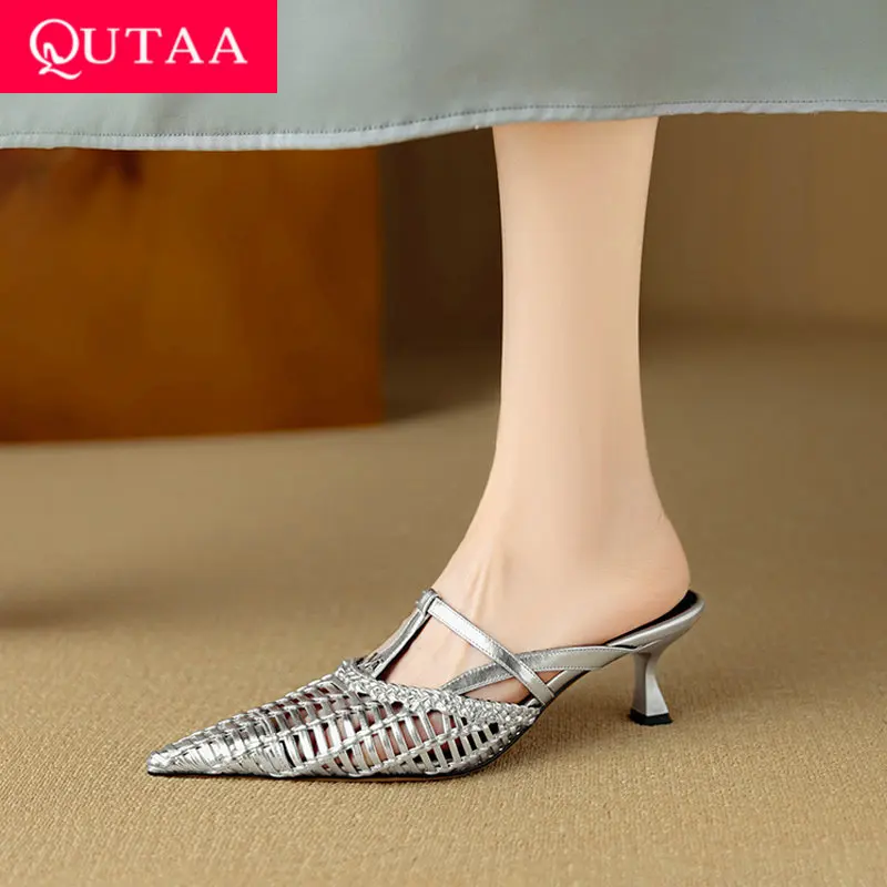 QUTAA 2025 Sexy Women Weaving Sandals Pumps Shoes Microfiber Slingbacks Pointed Toe Party Wedding Shoes Office Size 34-40
QUTAA 2025 Sexy Women Weaving Sandals Pumps Shoes Microfiber Slingbacks Pointed Toe Party Wedding Shoes Office Size 34-40