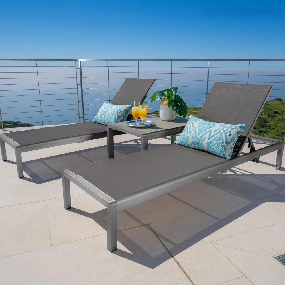 Outdoor Chaise Lounge Set - Aluminum Reclining Lounge Chairs with 5-Position Adjustable Backrest and Mesh Seat, Tanning Recliner
Outdoor Chaise Lounge Set - Aluminum Reclining Lounge Chairs with 5-Position Adjustable Backrest and Mesh Seat, Tanning Recliner