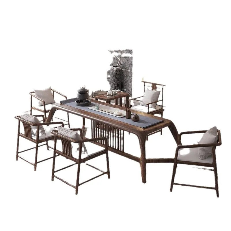 Solid wood tea table and chair combination art ceremony integrated full zen room furniture 
Solid wood tea table and chair combination art ceremony integrated full zen room furniture