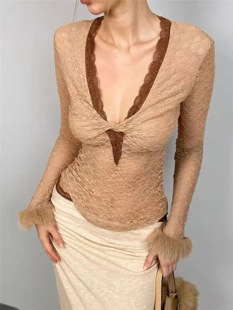 Sexy Deep V Neck Lace Shirt Big Size Women 2 Pieces Dress Sets New Fall Fur Cuff Long Sleeve Blouse Top&Pencil Long Skirt Suits
Sexy Deep V Neck Lace Shirt Big Size Women 2 Pieces Dress Sets New Fall Fur Cuff Long Sleeve Blouse Top&Pencil Long Skirt Suits