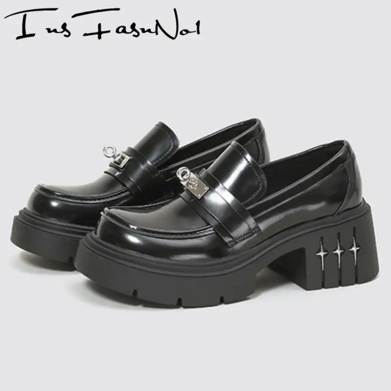 Metal Decoration Fashion Women Loafers Designer Thick Sole Platform All Match Casual Leather Single Shoes Increasing Mujer Pumps
Metal Decoration Fashion Women Loafers Designer Thick Sole Platform All Match Casual Leather Single Shoes Increasing Mujer Pumps