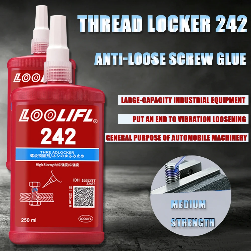 242 Thread Locker Medium Strength Anaerobic Screw Glue Removable Anti Vibration Metal Thread Sealant for Auto Machinery Repair
242 Thread Locker Medium Strength Anaerobic Screw Glue Removable Anti Vibration Metal Thread Sealant for Auto Machinery Repair