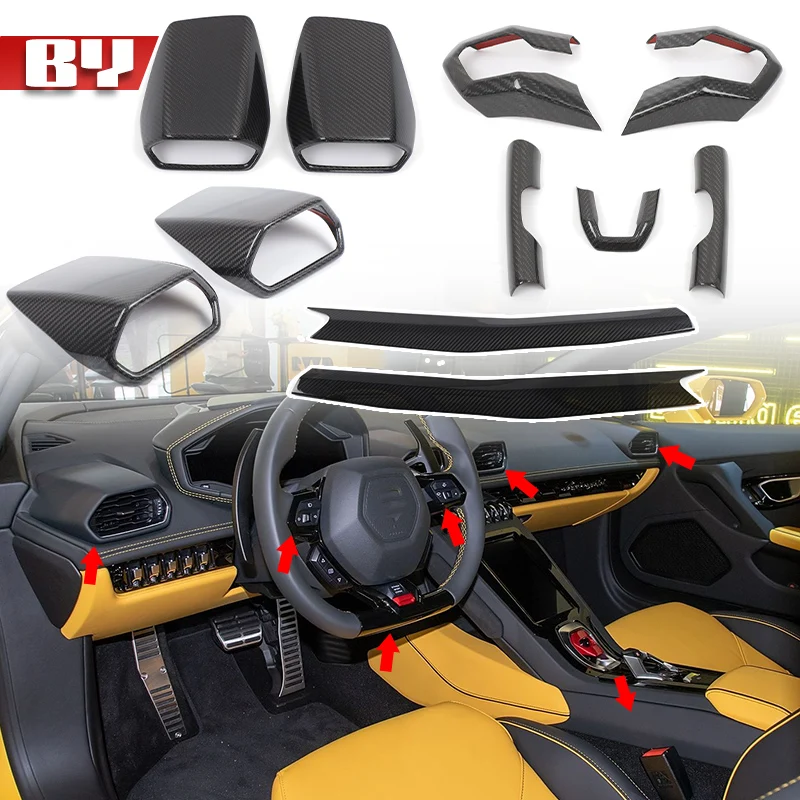 For Lamborghini hurricane 580 accessories Real Dry carbon fiber 2014-2021 Center air vents steering wheel decorative stickers 
For Lamborghini hurricane 580 accessories Real Dry carbon fiber 2014-2021 Center air vents steering wheel decorative stickers