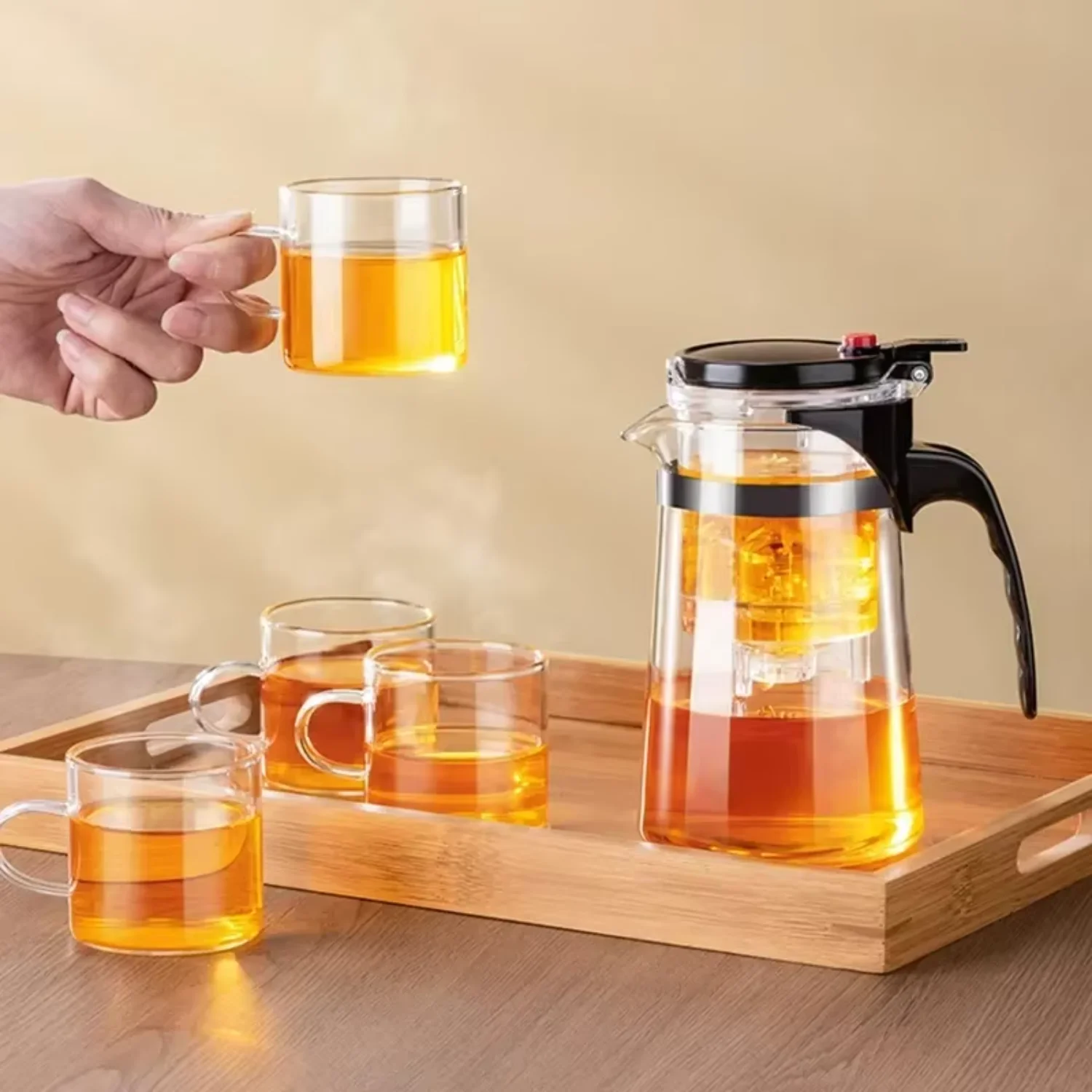 750ML Tea Pot with Infuser Thickened Glass Heated Resistant Flower Scented Tea Pot One-button Filtering Tea Separation Kettle
750ML Tea Pot with Infuser Thickened Glass Heated Resistant Flower Scented Tea Pot One-button Filtering Tea Separation Kettle