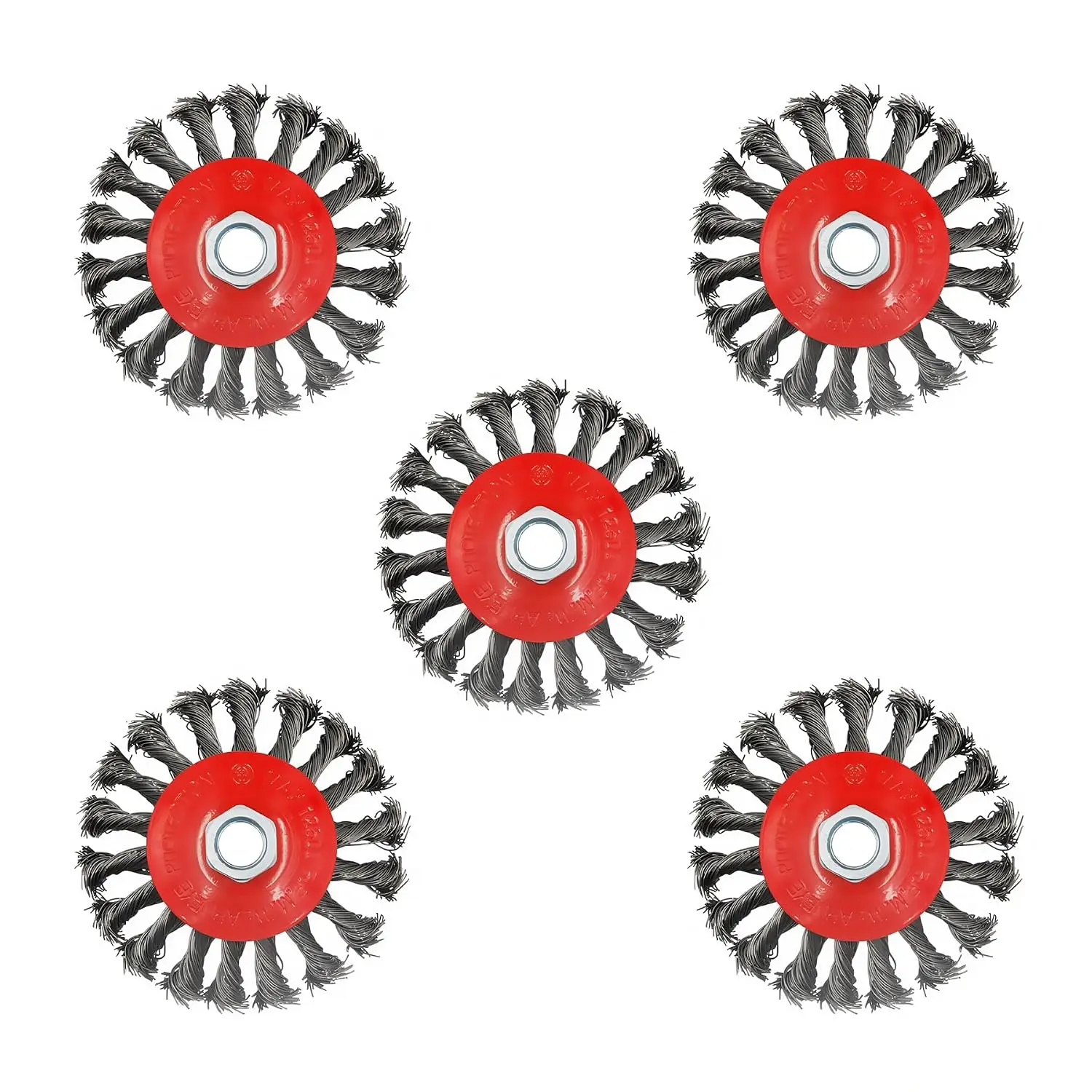 5 Pack 4 Inch Twist Knotted Wire Wheel Brush for Angle Grinder with 5/8 Inch-11 Threaded Arbor - 0.02 Inch Carbon Steel Wire for
5 Pack 4 Inch Twist Knotted Wire Wheel Brush for Angle Grinder with 5/8 Inch-11 Threaded Arbor - 0.02 Inch Carbon Steel Wire for