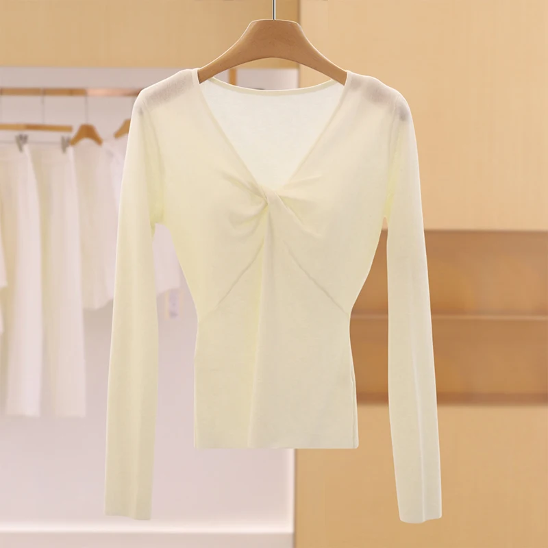 Pure Color V-Ne Knitted Sweater 326 Wool Slim Fit Women's Casual Sle Spring Faionable Comfortable Breathable Top
Pure Color V-Ne Knitted Sweater 326 Wool Slim Fit Women's Casual Sle Spring Faionable Comfortable Breathable Top