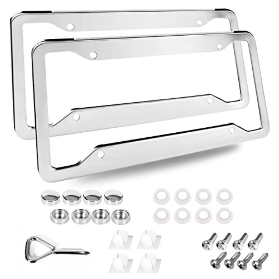 2 Pcs 4 Holes Stainless Steel License Plate Frame Car License Plate Holder Bracket with Mount Hardware Screw Caps Cover Set Car
2 Pcs 4 Holes Stainless Steel License Plate Frame Car License Plate Holder Bracket with Mount Hardware Screw Caps Cover Set Car