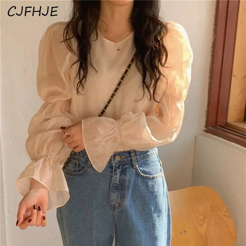 CJFHJE New Elegant Lady Lace Up Puff Sleeve Sweet Chic Oversized Korean Fashion Women Blouses Shirts Spring Vintage Casual Tops
CJFHJE New Elegant Lady Lace Up Puff Sleeve Sweet Chic Oversized Korean Fashion Women Blouses Shirts Spring Vintage Casual Tops