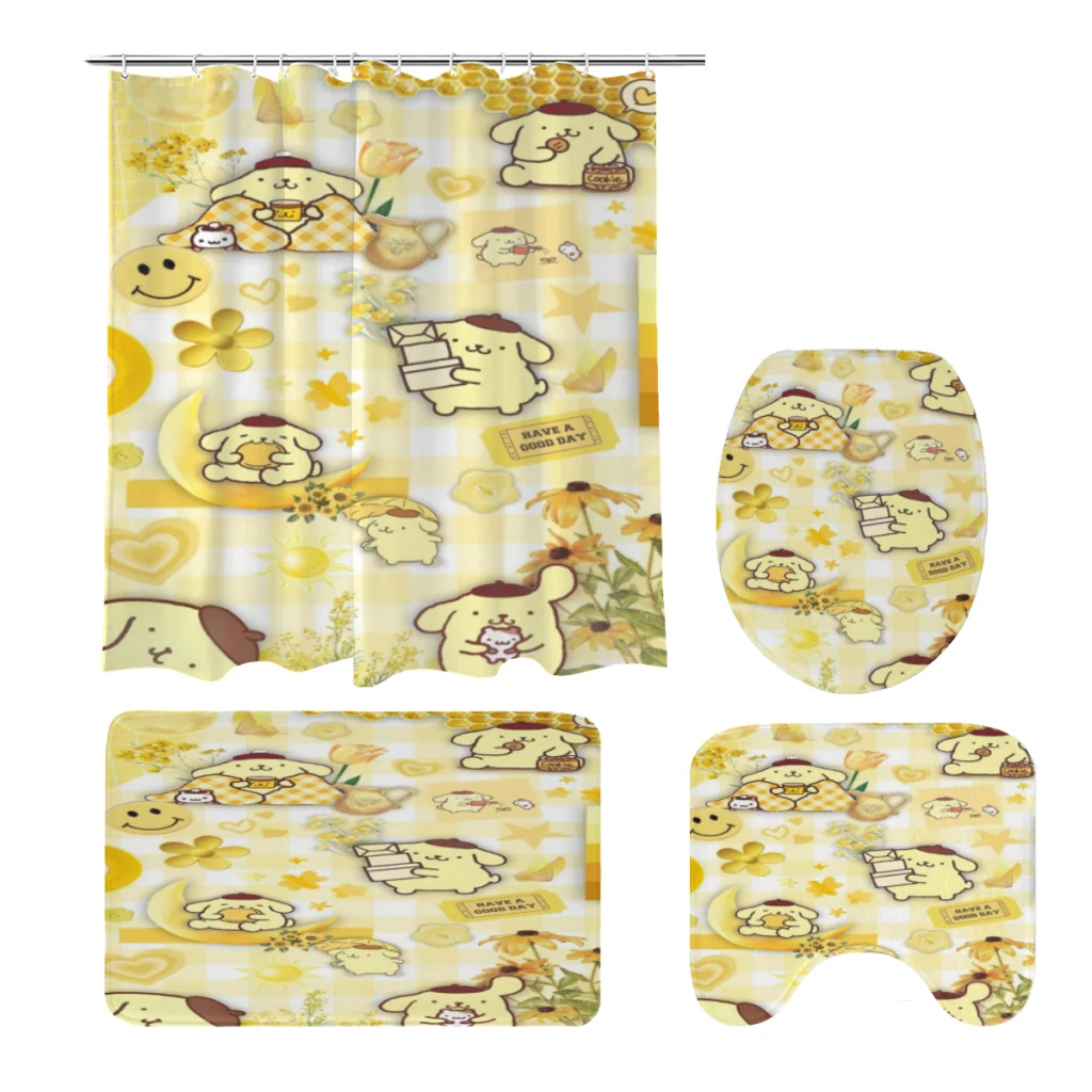 Sanrio Pompompurin 4 Pcs Shower Curtain Sets, Waterproof Bathroom Sets with Non-Slip Rugs,Toilet Lid Cover and Bath Mat
Sanrio Pompompurin 4 Pcs Shower Curtain Sets, Waterproof Bathroom Sets with Non-Slip Rugs,Toilet Lid Cover and Bath Mat