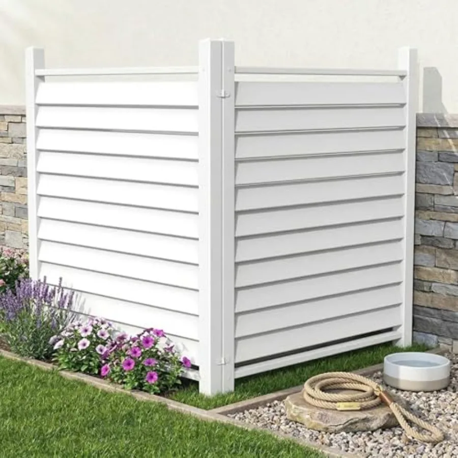 Outdoor privacy fence panels for garden patio lawn use vinyl white material 36 W x 45 H weather-resistant AC and trash enclosur
Outdoor privacy fence panels for garden patio lawn use vinyl white material 36 W x 45 H weather-resistant AC and trash enclosur