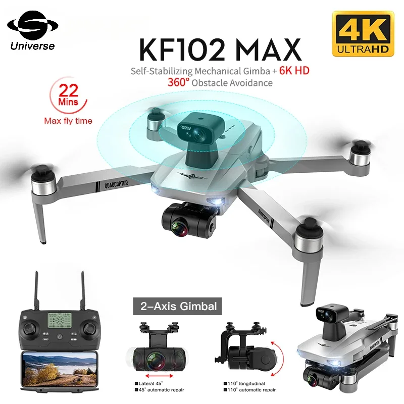 KF102 / KF102MAX Drone 4K Profesional with HD Camera 5G WiFi GPS 2-Axis anti shake Gimbal Quadcopter Brushless Motor Mini Dron
KF102 / KF102MAX Drone 4K Profesional with HD Camera 5G WiFi GPS 2-Axis anti shake Gimbal Quadcopter Brushless Motor Mini Dron