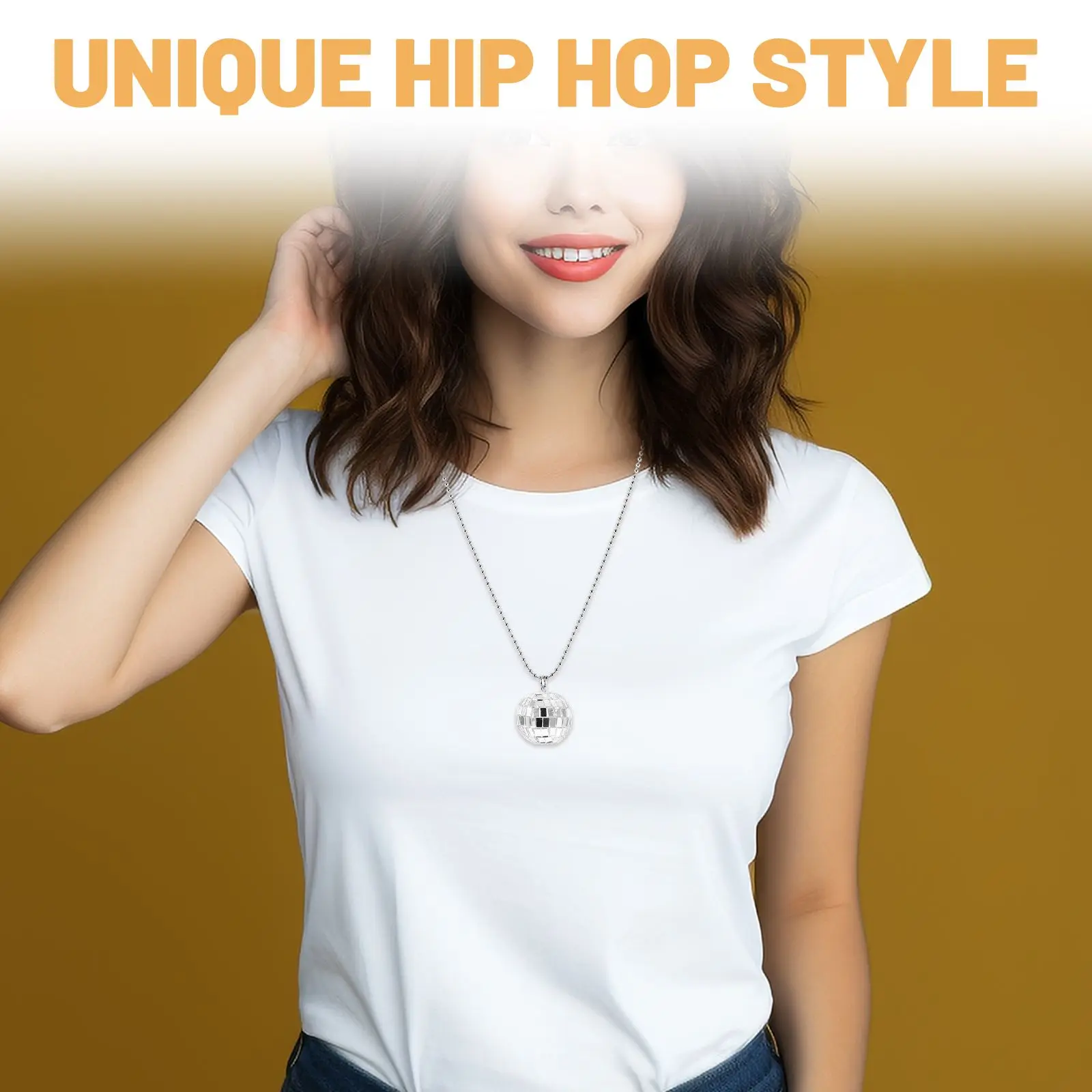 Necklace Shiny Disco Ball Pendant Party Decorations Women Jewelry Chain for Nightclub Hip Hop Rock Style
Necklace Shiny Disco Ball Pendant Party Decorations Women Jewelry Chain for Nightclub Hip Hop Rock Style