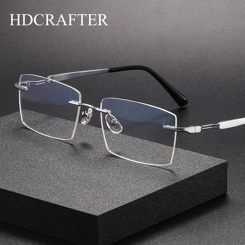 HD Titanium Square Frameless Reading Eyeglasses Frame Business Rimless Glasses Frames Prescription Myopia Eyewear 233302 
HD Titanium Square Frameless Reading Eyeglasses Frame Business Rimless Glasses Frames Prescription Myopia Eyewear 233302