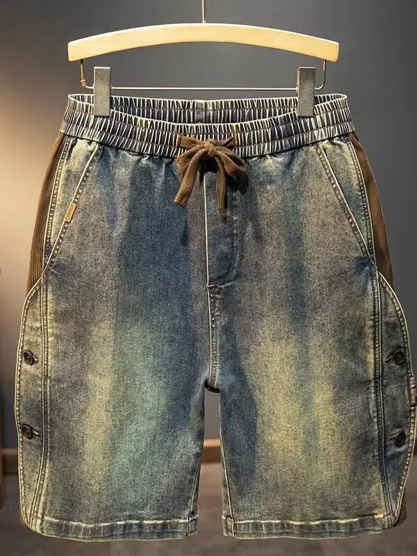 Summer New Heavyweight Trendy Men's Denim orts Elastic Waist Patchwork Straight Leg Casual Five-Quarter Length Jeans
Summer New Heavyweight Trendy Men's Denim orts Elastic Waist Patchwork Straight Leg Casual Five-Quarter Length Jeans