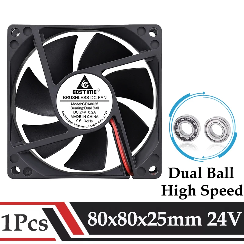 1Pcs Gdstime DC 24V Axial Fan 80x25MM Dual Ball High Speed Brushless PC Computer Case CPU Cooler 8025 80MM Laptop Base Heatsink
1Pcs Gdstime DC 24V Axial Fan 80x25MM Dual Ball High Speed Brushless PC Computer Case CPU Cooler 8025 80MM Laptop Base Heatsink