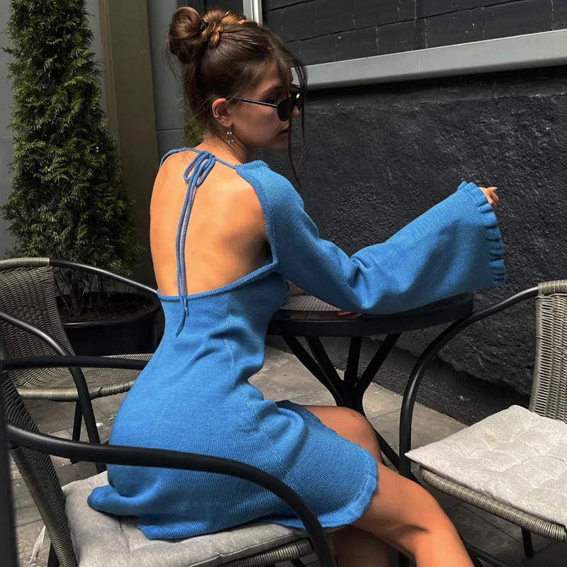 Woollen Sexy Tethered Halter Dress 2024 Spring New Flared Long Sleeve Solid Color Skirt
Woollen Sexy Tethered Halter Dress 2024 Spring New Flared Long Sleeve Solid Color Skirt